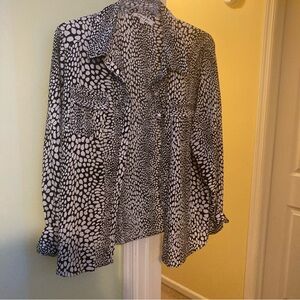 Women’s Jennifer And Grace Black And White Button Up Long Sleeve Top 3X